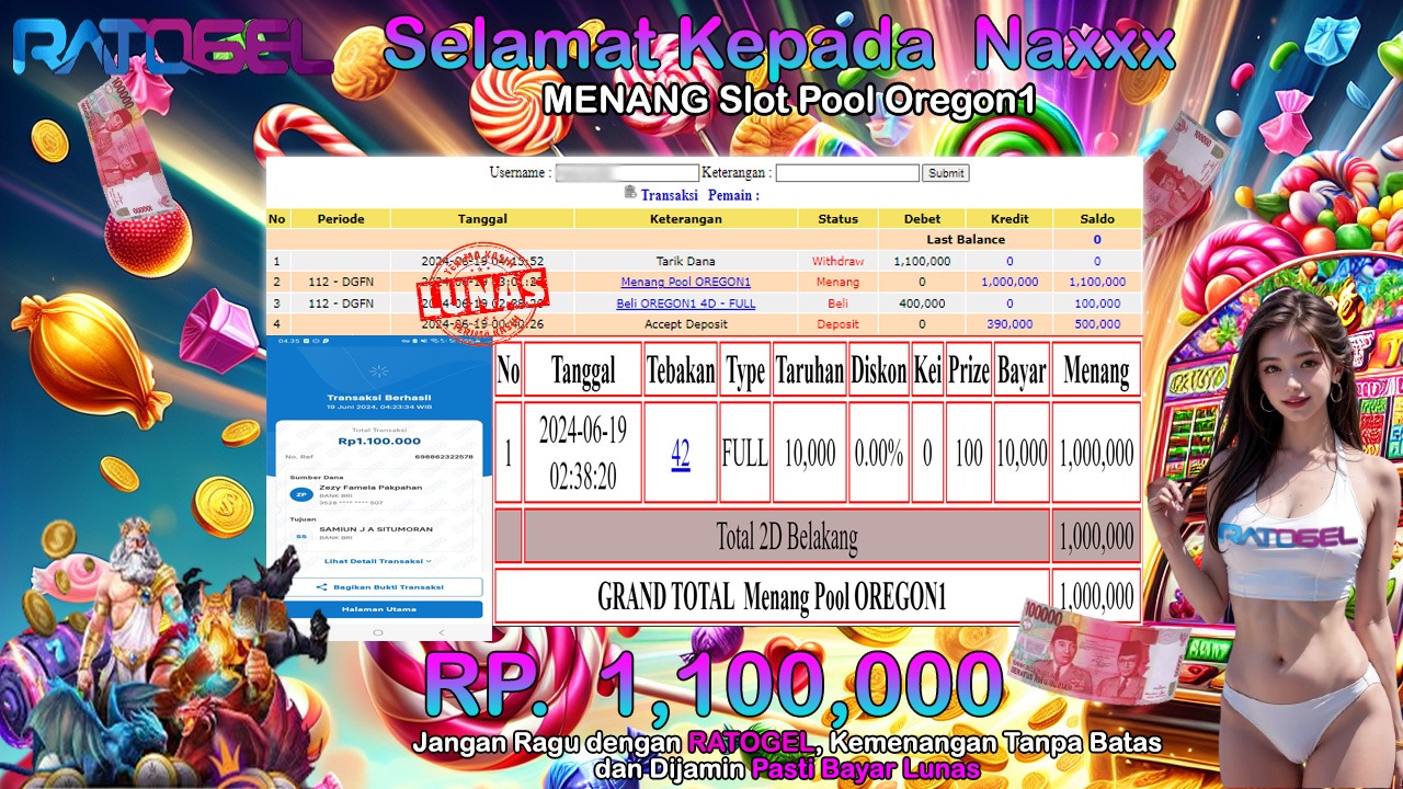 BUKTI JACKPOT TOGEL POOL OREGON1 TERPERCAYA DI INDONESIA TGL 19-06-2024