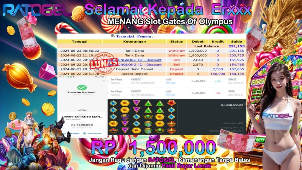 BUKTI JACKPOT SLOT GATES OF OLYMPUS TERPERCAYA DI INDONESIA TGL 23-06-2024