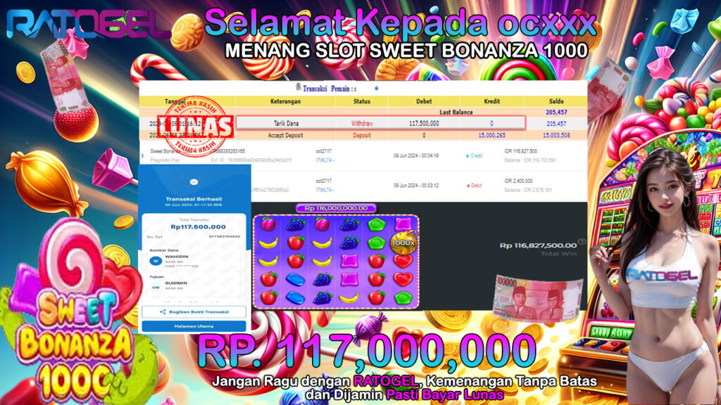 BUKTI JP SLOT SWEET BONANZA 1000 TERPERCAYA DI INDONESIA TGL 09-06-2024