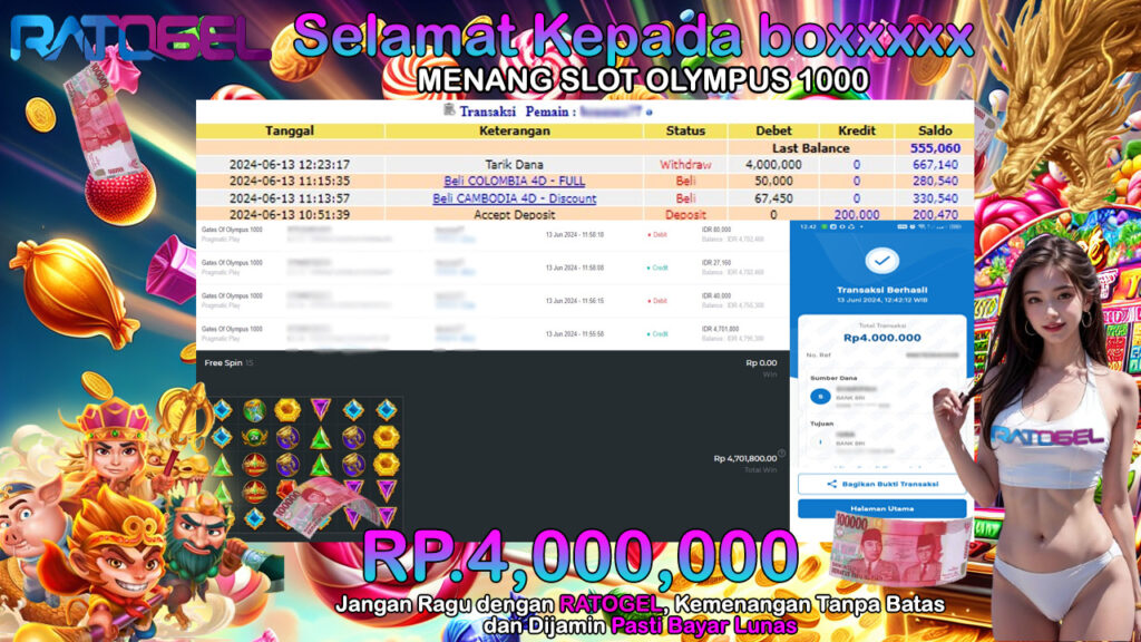 BUKTI JACKPOT SLOT GATES OF OLYMPUS 1000 TERPERCAYA DI INDONESIA TGL 13-06-2024