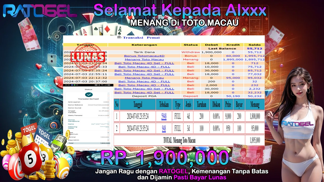 BUKTI JACKPOT TOGEL TOTO MACAU TERPERCAYA DI INDONESIA TGL 04-07-2024