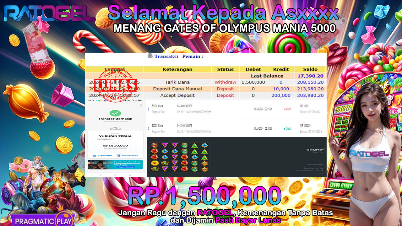 BUKTI JACKPOT SLOT GATES OF OLYMPUS MANIA 5000 TERPERCAYA DI INDONESIA TGL 30-07-2024