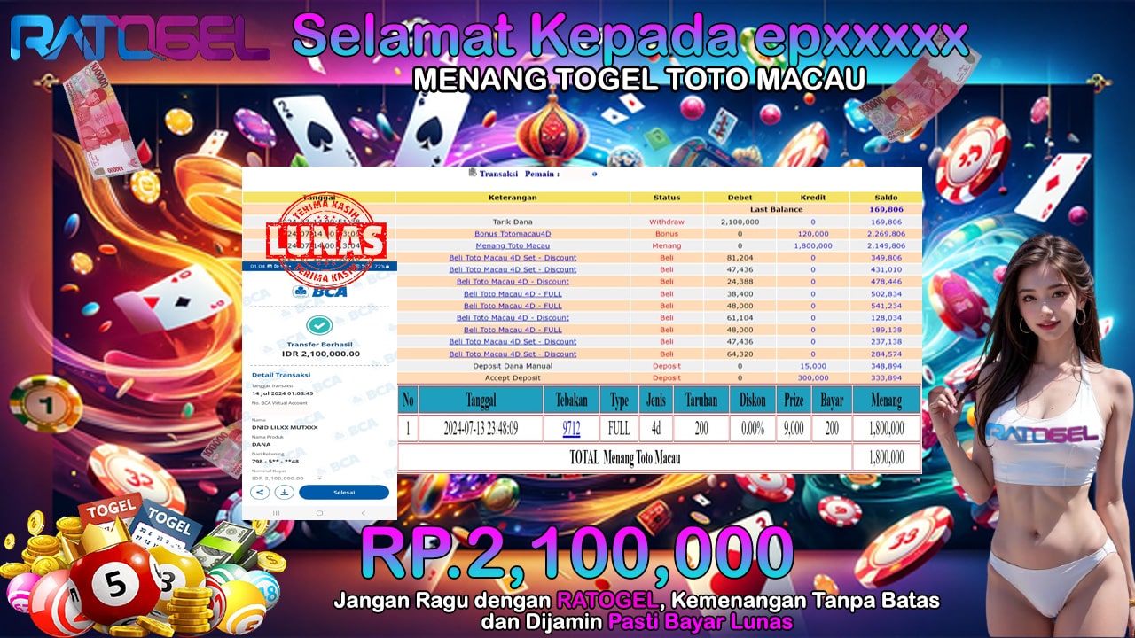 BUKTI JACKPOT TOGEL TOTO MACAU TERPERCAYA DI INDONESIA TGL 14-07-2024