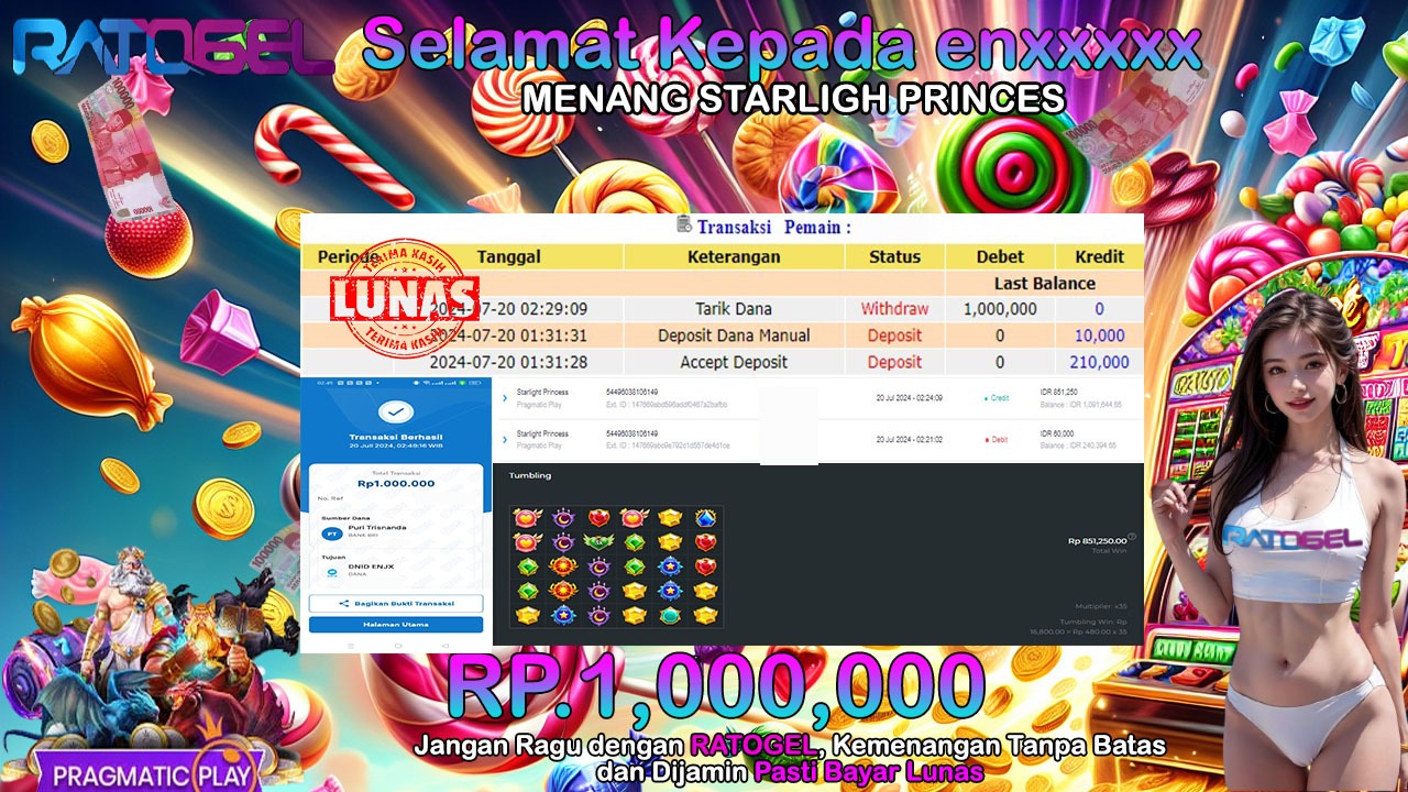 BUKTI JACKPOT SLOT STARLIGHT PRINCES  TERPERCAYA DI INDONESIA TGL 20-07-2024