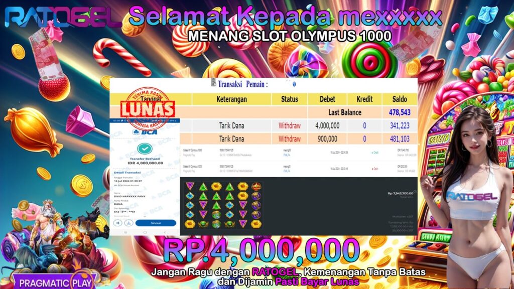 BUKTI JACKPOT SLOT GATES OF OLYMPUS 1000 TERPERCAYA DI INDONESIA TGL 16-07-2024