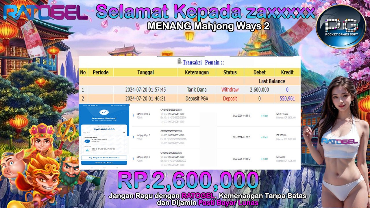 BUKTI JACKPOT SLOT MAHJONG WAYS 2  TERPERCAYA DI INDONESIA TGL 20-07-2024