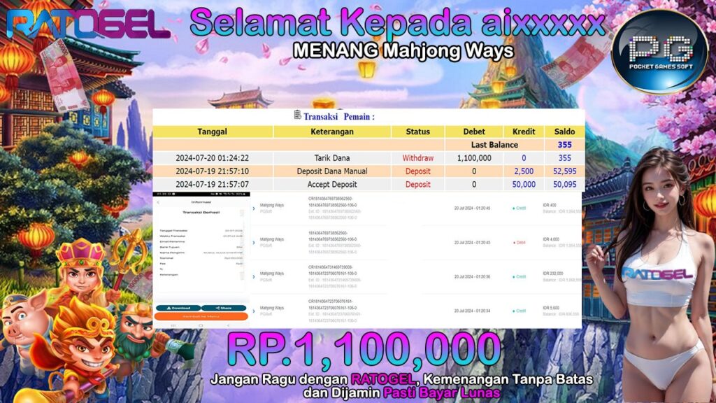 BUKTI JACKPOT SLOT MAHJONG WAYS  TERPERCAYA DI INDONESIA TGL 20-07-2024