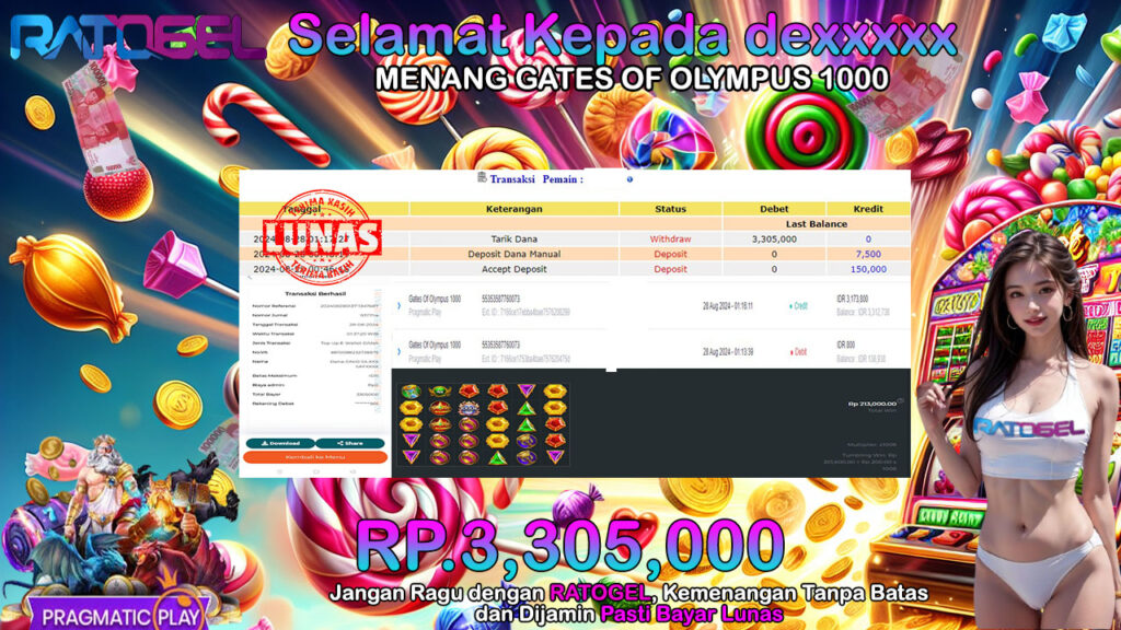 BUKTI JACKPOT SLOT GATES OF OLYMPUS 1000  TERPERCAYA DI INDONESIA TGL 28-08-2024