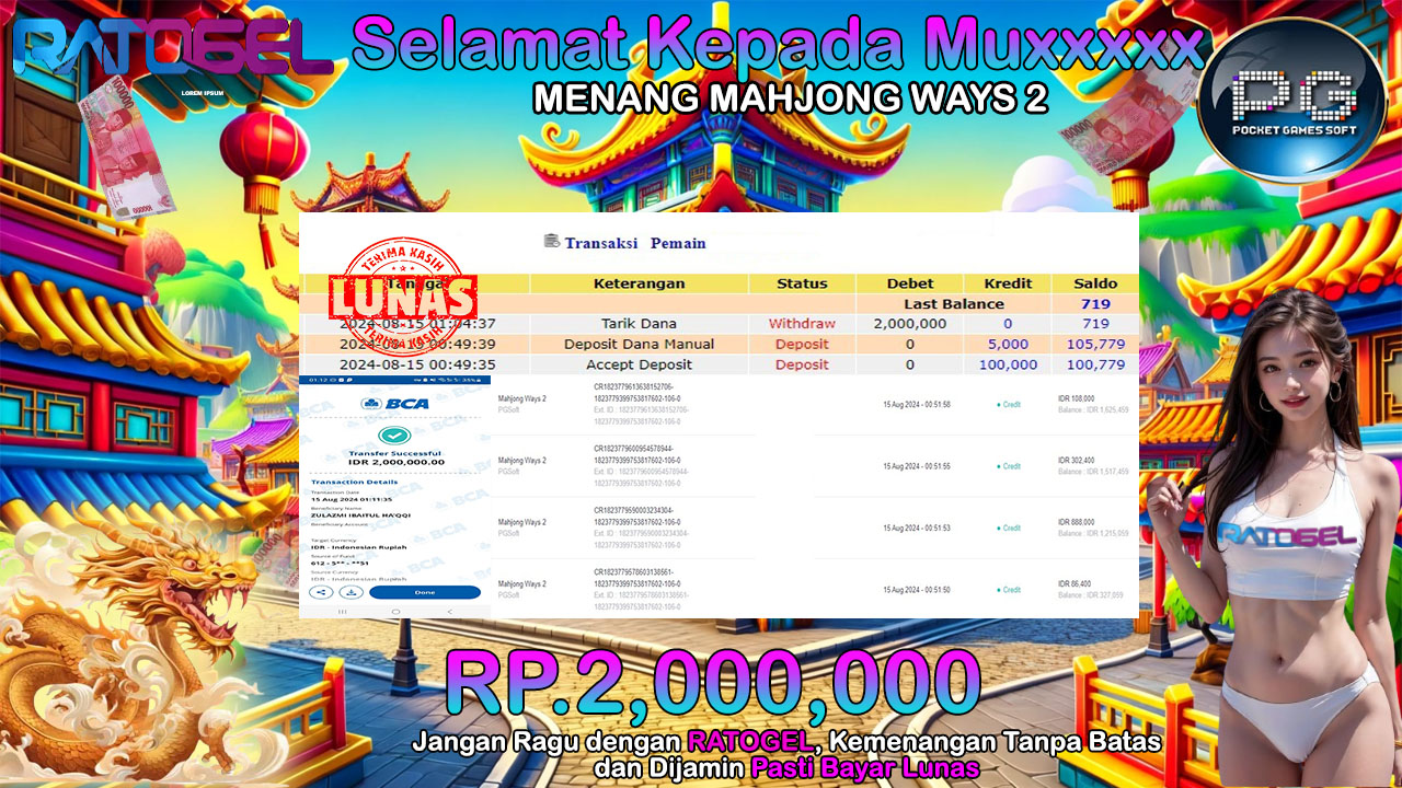 BUKTI JACKPOT SLOT MAHJONG WAYS 2  TERPERCAYA DI INDONESIA TGL 15-08-2024