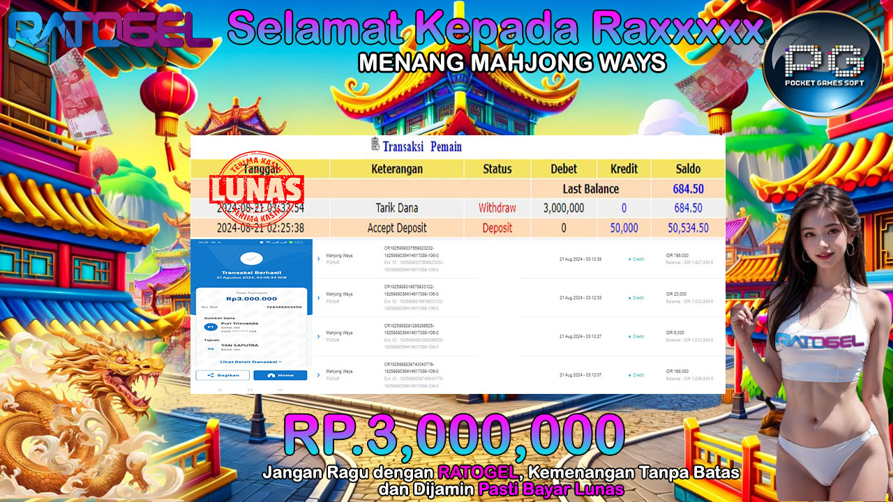 BUKTI JACKPOT SLOT MAHJONG WAYS  TERPERCAYA DI INDONESIA TGL 21-08-2024