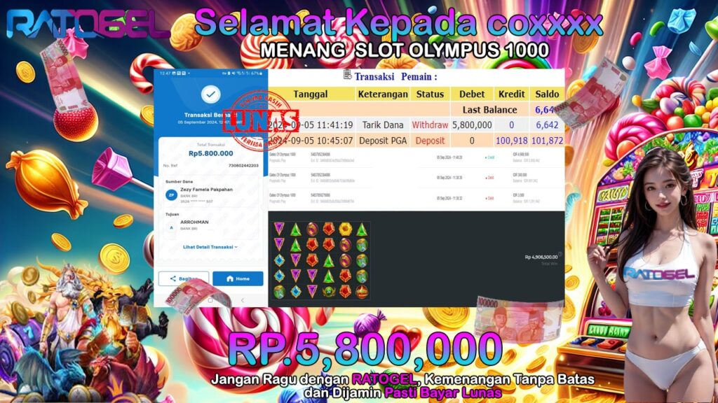 BUKTI JACKPOT SLOT GATES OF OLYMPUS 1000 TERPERCAYA DI INDONESIA TGL 05-09-2024