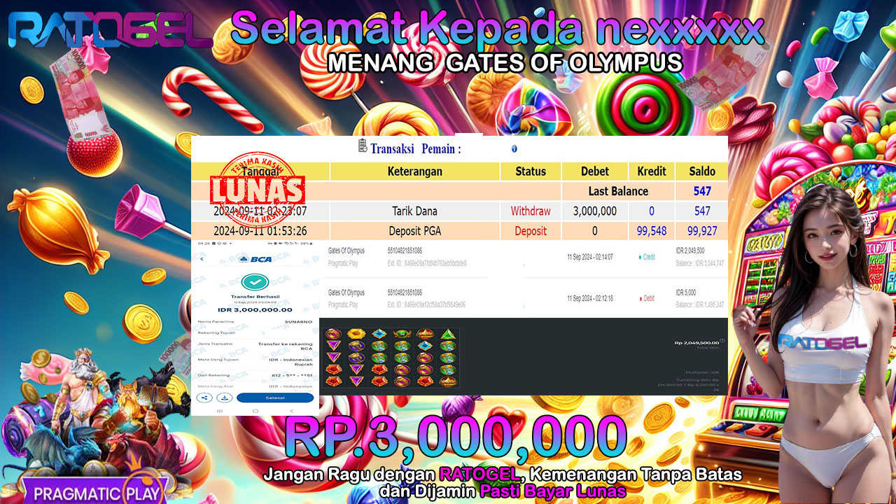 BUKTI JACKPOT SLOT GATES OF OLYMPUS  TERPERCAYA DI INDONESIA TGL 11-09-2024