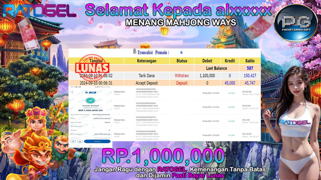 BUKTI JACKPOT SLOT MAHJONG WAYS TERPERCAYA DI INDONESIA TGL 10-09-2024